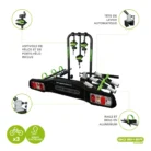 Porte-vélos GO BIKER RANGER - 3 vélos - pliable - 15 kg rail - antivol-2