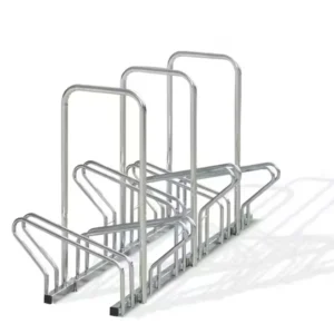 Range 6 vélos au sol face à face avec arceau antivol