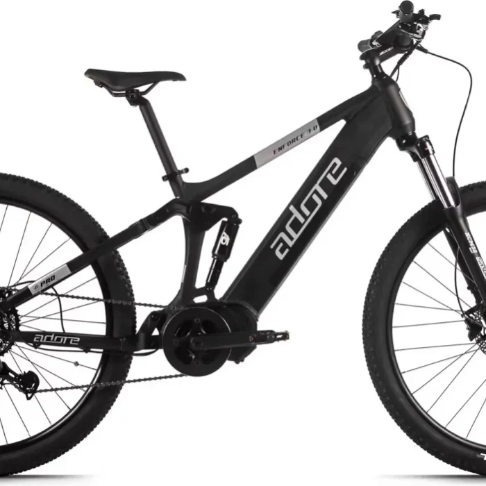 VTT électrique tout suspendu 29 aluminium Enforce 3.0 moteur central batterie 36 V 15 Ah Li-Ion 9 vitesses noir Adore Adore 29 batterie 36 V/15